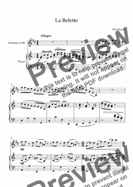 page one of La Belette - Clarinet and Piano
