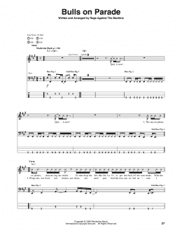 page one of Bulls On Parade (Bass Guitar Tab)