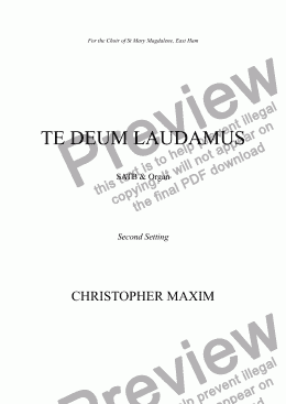page one of Te Deum Laudamus (2nd setting, version for SATB)