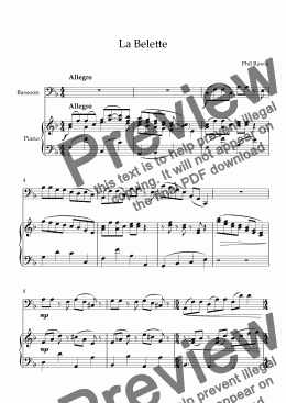 page one of La Belette - Bassoon and Piano