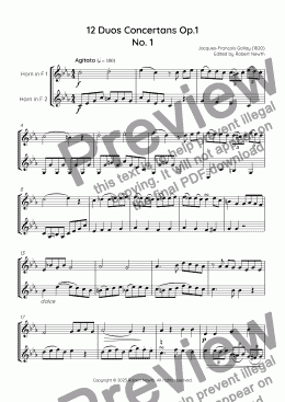 page one of Gallay - 12 Duos Concertans Op. 1 No. 1 'Agitato'