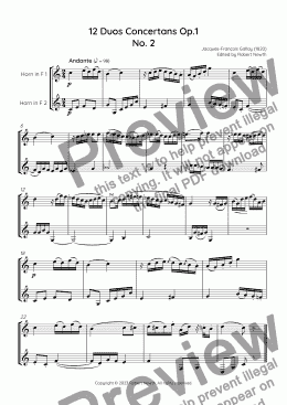 page one of Gallay - 12 Duos Concertans Op. 1 No. 2 'Andante'