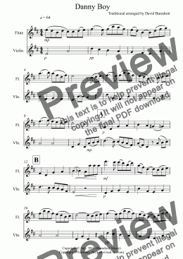 page one of Danny Boy for Flute and Violin Duet