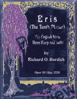 page one of Eris (The Tenth Planet) for English horn, horn, harp and 'cello