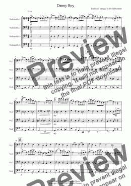 page one of Danny Boy for Cello Quartet