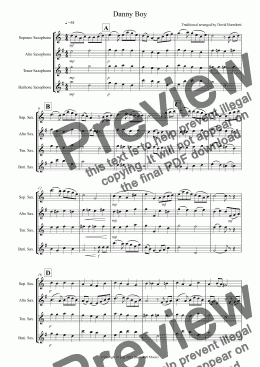 page one of Danny Boy for Saxophone Quartet