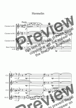 page one of Hermelin - Clarinet Quartet