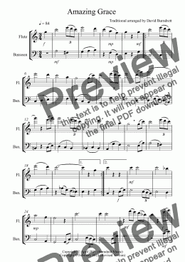 page one of Amazing Grace for Flute and Bassoon Duet