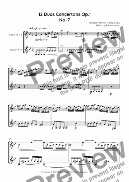 page one of Gallay - 12 Duos Concertans Op. 1 No. 7 'Adagio'
