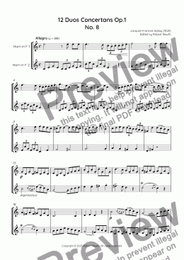 page one of Gallay - 12 Duos Concertans Op. 1 No. 8 'Allegro'
