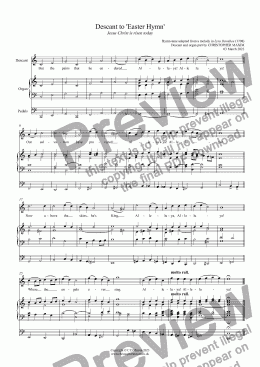 page one of Descant to 'Easter Hymn' (Jesus Christ is risen today)