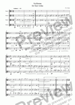 page one of SICILLIENNE - for viola quartet