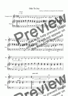 page one of Ode To Joy for Trumpet and Piano