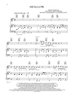 page one of Shallow (from A Star Is Born) (Piano, Vocal & Guitar Chords (Right-Hand Melody))