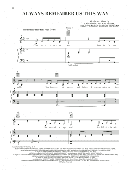 page one of Always Remember Us This Way (from A Star Is Born) (Piano, Vocal & Guitar Chords (Right-Hand Melody))