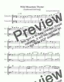 page one of Wild Mountain Thyme for Cello Duet