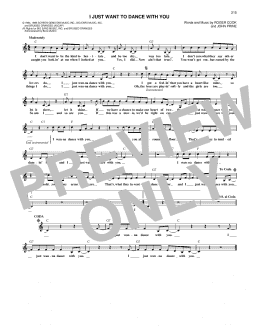 page one of I Just Want To Dance With You (Lead Sheet / Fake Book)