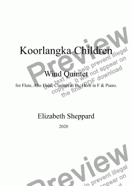 page one of Koorlangka Children Wind Quintet