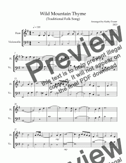 page one of Wild Mountain Thyme for Flute and Cello Duet