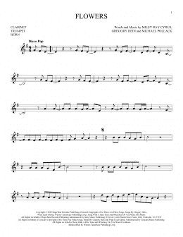 page one of Flowers (Instrumental Solo – Treble Clef Low Range)