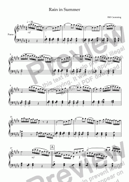page one of "Rain in Summer" for Piano Solo