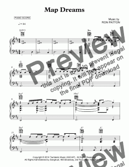 page one of MAP DREAMS - Piano Score VersIon
