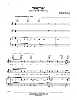 page one of Timothy (Piano, Vocal & Guitar Chords (Right-Hand Melody))