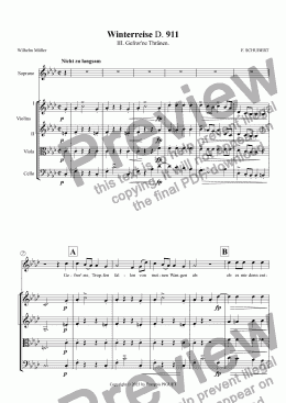 page one of SCHUBERT Winterreise D. 911 N°3: Gefror'ne Thränen. Arranged for Voice and string quartet