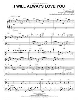 page one of I Will Always Love You (Piano Solo)