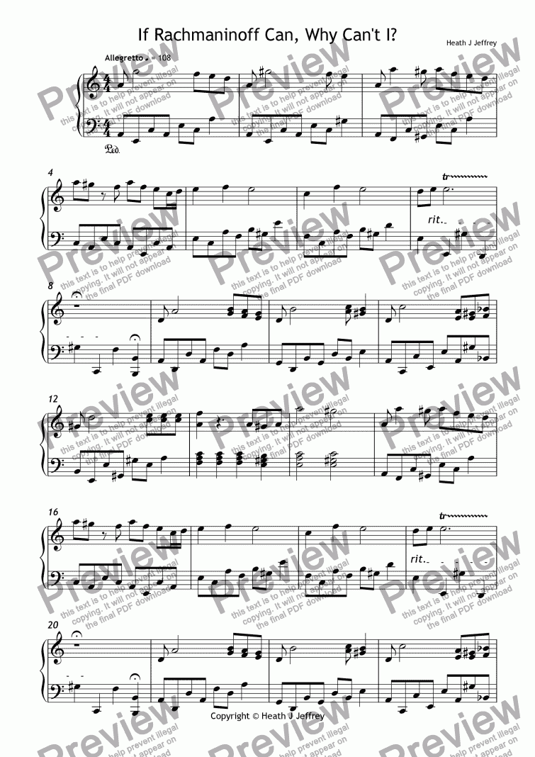 page one of If Rachmaninoff Can, Why Can't I?