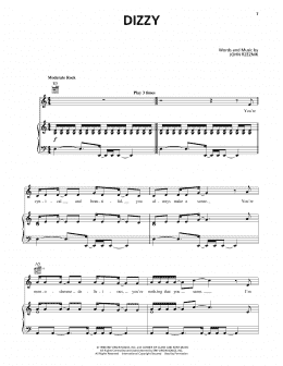 page one of Dizzy (Piano, Vocal & Guitar Chords (Right-Hand Melody))