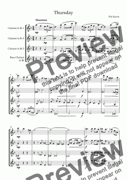 page one of Thursday - Clarinet Quartet