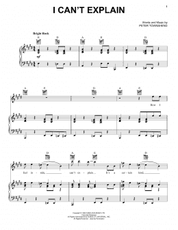 page one of I Can't Explain (Piano, Vocal & Guitar Chords (Right-Hand Melody))
