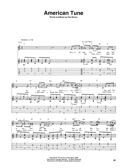 page one of American Tune (Guitar Tab)