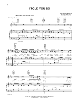 page one of I Told You So (Piano, Vocal & Guitar Chords (Right-Hand Melody))