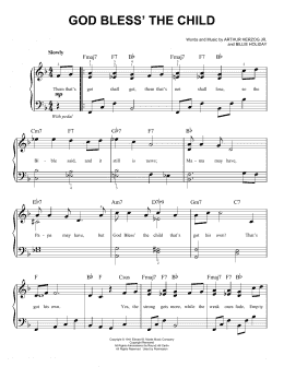 page one of God Bless' The Child (Easy Piano)