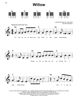 page one of willow (Super Easy Piano)