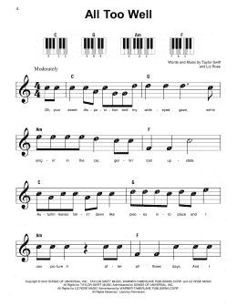 page one of All Too Well (Super Easy Piano)