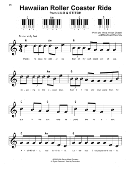 page one of Hawaiian Roller Coaster Ride (from Lilo & Stitch) (Super Easy Piano)