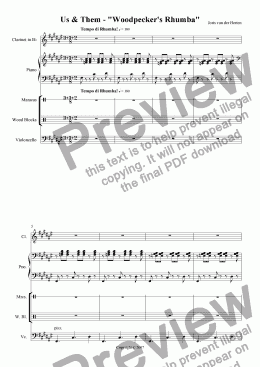page one of Woodpecker’s Rhumba (juvenilia, mixed ensemble)