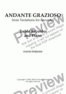 page one of Andante Grazioso (recorder & piano)