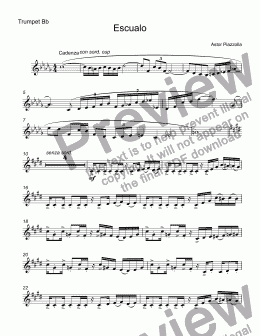page one of Piazzolla - Escualo for trumpet Bb