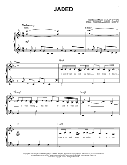 page one of Jaded (Easy Piano)