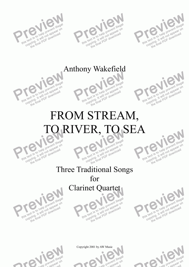 page one of From Stream to River to Sea (Clarinet 4tet)