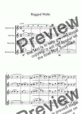 page one of Ragged Waltz - Saxophone Quartet