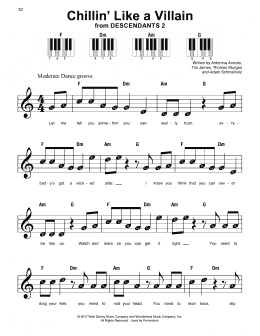 page one of Chillin' Like a Villain (from Disney's Descendants 2) (Super Easy Piano)