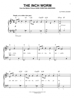 page one of The Inch Worm (from Hans Christian Andersen) (Easy Piano)