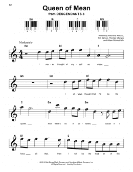 page one of Queen Of Mean (from Disney's Descendants 3) (Super Easy Piano)