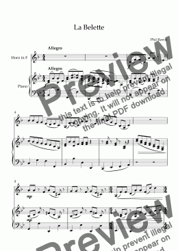 page one of La Belette - Horn and Piano