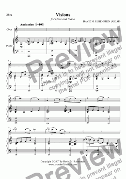 page one of Visions (for Oboe and Piano)